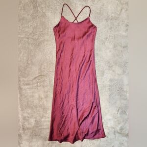 Line & Dot Lined Dark Fuchsia Slip Dress